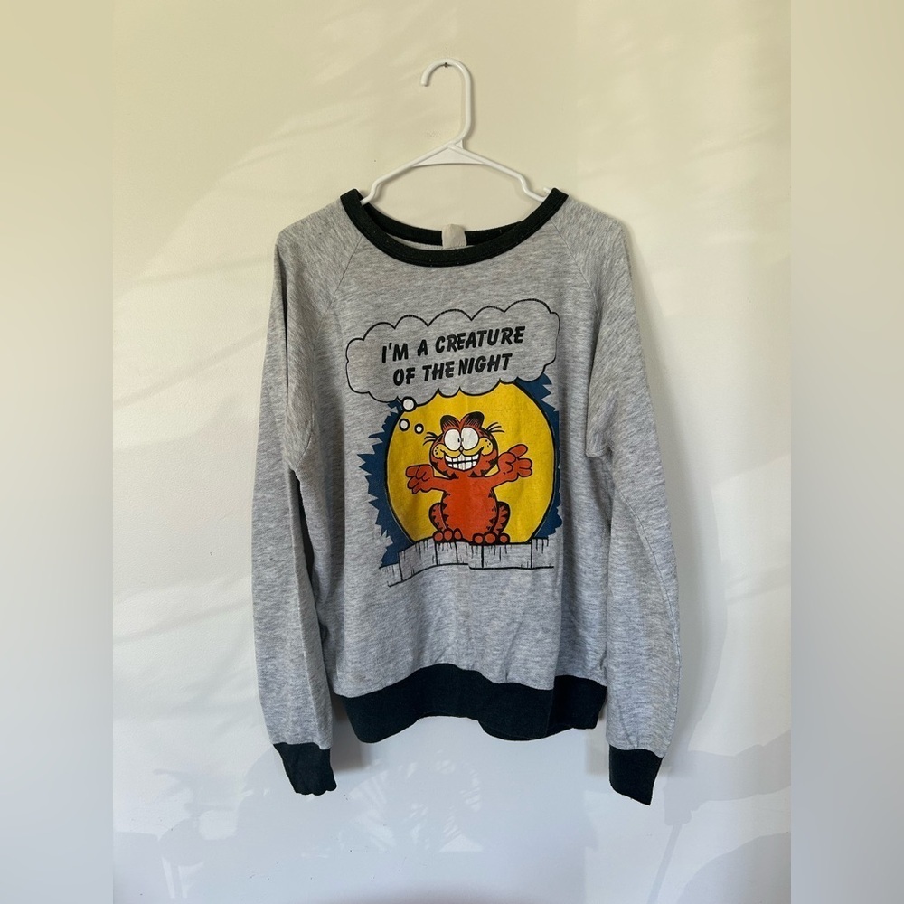 Vintage Garfield Grey Crew Neck Sweater Women’s XL
